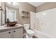 Well-maintained bathroom with updated vanity, tub and shower combination at 140 Double D Rd, Temple, GA 30179