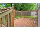 Wooden back deck with railing, green grass, and tree coverage overhead at 1132 Fair St, Atlanta, GA 30314