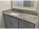 Modern bathroom vanity features gray cabinets and a granite countertop with a white sink at 1132 Fair St, Atlanta, GA 30314