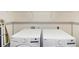 Clean laundry room with white appliances and storage shelving for laundry essentials at 1703 Alton Way, Marietta, GA 30062