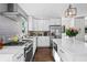 Modern kitchen featuring white cabinets, quartz countertops, stainless steel appliances, and gray backsplash at 2120 Blaylock Dr, Marietta, GA 30062