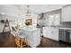 Spacious kitchen featuring white cabinetry, a gray backsplash, modern appliances, and an island with seating at 2120 Blaylock Dr, Marietta, GA 30062