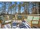 Outdoor patio featuring a conversation set on a patterned rug, with a wooded backdrop at 2120 Blaylock Dr, Marietta, GA 30062