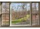 A beautiful backyard view from a large window with green grass and mature trees lining the perimeter at 2585 Braselton Hwy, Buford, GA 30519