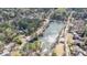Stunning aerial view of a lake surrounded by lush greenery and beautiful homes at 5 Coventry Close, Avondale Estates, GA 30002