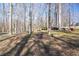 View of the heavily wooded backyard with lots of trees and foliage at 5770 Millstone Dr, Cumming, GA 30028