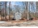 Exterior view of shed for storage or workshop space in backyard at 5073 Hyacinth Ln, Austell, GA 30106