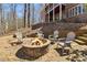 Relaxing outdoor stone fire pit surrounded by comfortable seating, creating a cozy gathering space at 7640 Harbour Walk, Cumming, GA 30041