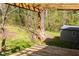 Secluded backyard area featuring a grassy area, a Magnolia tree, and a storage building at 1767 Wingard Dr, Marietta, GA 30062