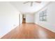 Spacious living room with hardwood floors, ceiling fans, and bright natural light at 1767 Wingard Dr, Marietta, GA 30062