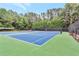 Well-maintained tennis courts with professional surfacing, surrounded by mature trees and fencing at 3270 New University Trl, Cumming, GA 30041