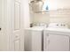 Functional laundry room with washer, dryer, shelving, and ample storage space at 299 Fletcher Street Sw, Atlanta, GA 30315