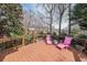 Spacious wooden deck with pink Adirondack chairs, perfect for outdoor relaxation at 2476 Manor Walk, Decatur, GA 30030