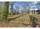 View of grassy yard with the fence line, plus the surrounding trees at 383 Oakridge Se Dr, Cartersville, GA 30121