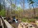 Backyard with a playground and fire pit surrounded by mature trees for privacy at 102 Stargaze Rdg, Canton, GA 30114