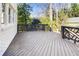 Spacious wood back deck perfect for entertaining with decorative railings and access to the backyard at 232 Westminster Ne Dr, Atlanta, GA 30309