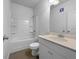 Bathroom featuring tub/shower combo, vanity, and tiled flooring at 27 Crescent Chase, Dallas, GA 30157