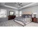 Serene main bedroom with a tray ceiling, large windows, and plush carpeting at 402 Iona Abbey Se Ct, Smyrna, GA 30082