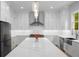 Elegant white kitchen with a large island, stainless steel appliances, and a stylish backsplash at 4827 Basingstoke Dr, Suwanee, GA 30024