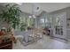 Bright sunroom dining area with multiple windows, skylights, and a glass-top table with seating for four at 1527 Ridgewood Sw Dr, Lilburn, GA 30047