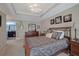 Well-lit main bedroom boasts a tray ceiling and is connected to a stylish ensuite bathroom at 1527 Ridgewood Sw Dr, Lilburn, GA 30047