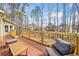 Relaxing deck area with outdoor furniture and a view of the backyard landscape at 1904 Rosewood Ln, Woodstock, GA 30189