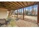 Covered patio area with a stone border, offering a shaded outdoor retreat at 1904 Rosewood Ln, Woodstock, GA 30189