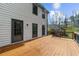 This backyard deck has wooden flooring and black framed windows, creating a stylish outdoor space at 245 Hollyberry Ct, Roswell, GA 30076