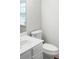 White bathroom with modern toilet and sink with a white vanity at 3246 Wellington Sw Walk, Atlanta, GA 30331