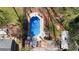 Aerial view of a backyard pool and patio area at 4570 Nantucket Sw Dr, Lilburn, GA 30047