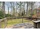 Wooden deck offering a serene view of the expansive backyard with lush greenery and mature trees at 2251 Trailwood Se Dr, Smyrna, GA 30080
