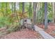 Exterior of a quaint outbuilding featuring a wooden deck and surrounded by mature trees at 1667 Manhasset Farm Ct, Atlanta, GA 30338