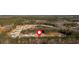 Aerial view of neighborhood with the property location pinpointed with a red marker at 598 Barnwood Dr, Rockmart, GA 30153