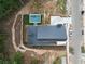 Expansive aerial shot highlighting the home's pool, modern roof, landscaping, and convenient parking area at 1171 Lupo Loop, Chattahoochee Hills, GA 30268