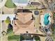 Aerial shot of a house with a large, well-maintained backyard, pool, and outdoor living area at 3530 Horizon Ct, Cumming, GA 30041