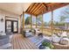 Inviting screened porch with cozy seating, a wooden deck, and open views of the manicured backyard at 3530 Horizon Ct, Cumming, GA 30041