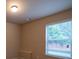 Neutral bedroom features a window with blinds, a simple ceiling light, and beige walls at 85 Providence Pkwy, Covington, GA 30014