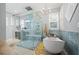 Luxurious bathroom featuring a modern soaking tub, large shower with glass surround, and elegant finishes at 11 York Trce, Cartersville, GA 30121