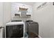 Neat laundry room with modern washer and dryer and stylish wall decor at 515 Quinn Dr, Woodstock, GA 30188