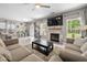 Bright living room with fireplace, large windows and open floor plan into the kitchen at 515 Quinn Dr, Woodstock, GA 30188
