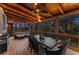 Inviting covered back porch with wooden ceiling and dining space at 4165 Liberty Trce, Marietta, GA 30066