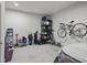 Clean basement with storage shelves and bicycle at 166 Color Cir, Atlanta, GA 30317
