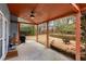 View of back patio with ceiling fan, outdoor grill, and view of the backyard at 2859 Royal Blf, Decatur, GA 30030