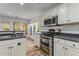 Modern kitchen with white cabinets, dark countertops, and stainless steel appliances at 2859 Royal Blf, Decatur, GA 30030