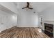 Living room featuring a fireplace, wood flooring, and a vaulted ceiling at 2859 Royal Blf, Decatur, GA 30030