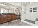 Modern main bathroom featuring double sinks, large glass shower, and vanity area at 117 Cottage Nw Walk, Cartersville, GA 30121