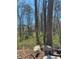 Backyard with tall trees, dried leaves and abandoned belongings at 470 Yearling Dr, Loganville, GA 30052