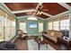 Cozy sunroom with multiple windows, decorative ceiling, ceiling fan and comfortable seating at 305 Collegiate Dr, Powder Springs, GA 30127
