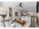 Cozy living room connects to the kitchen with granite countertops, stainless steel appliances and natural light at 4336 Walsh Dr, Dunwoody, GA 30338