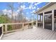 Enjoy serene outdoor living on this wooden deck, featuring a dark railing, views of a tree line, and grey paint at 2845 Echols Rd, Cumming, GA 30041